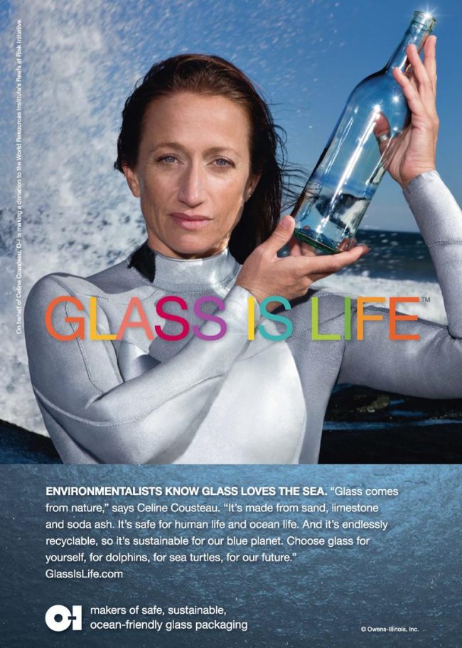 Céline Cousteau intervient dans une campagne mondiale en faveur du verre.