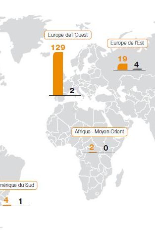 Réacteurs nucléaires en service et en construction fin 2009. Source : AREVA