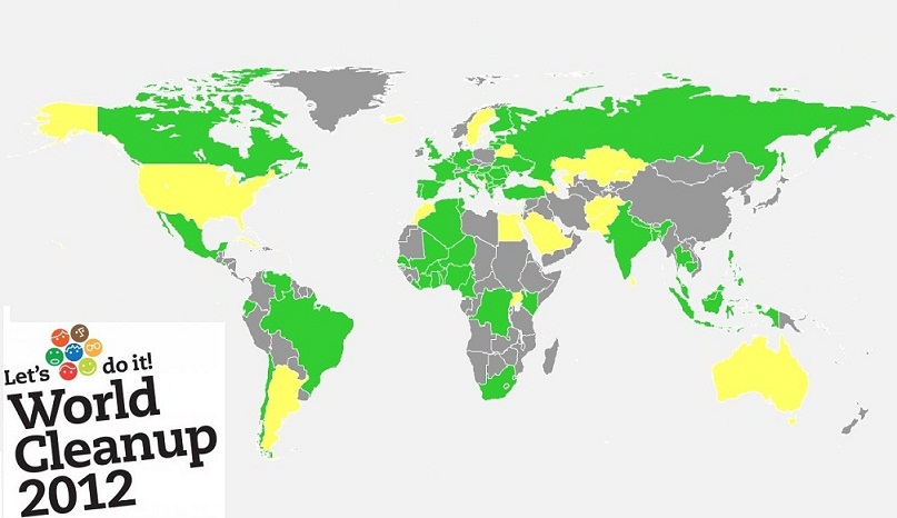 word-clean-up-2012-pays-participants carte du monde pays participants world clean up 2012