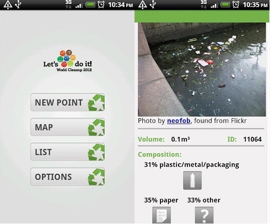 world-cleanup-iphone L'application gratuire iPhone "let's do it world" permet d'ajouter des décharges sur la carte.