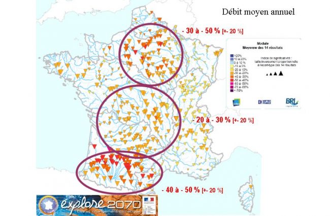changement climatique baisse débit cours eau explore 2070