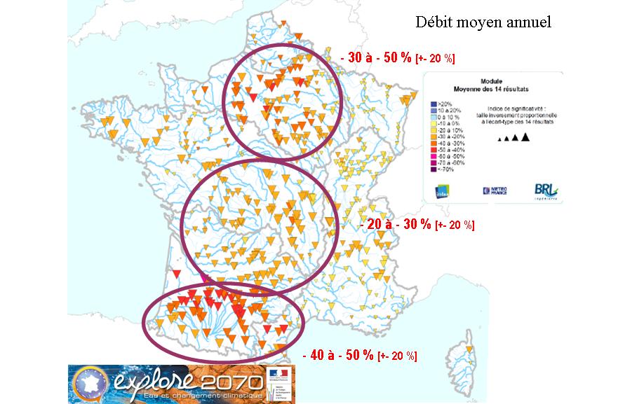 changement climatique baisse débit cours eau explore 2070