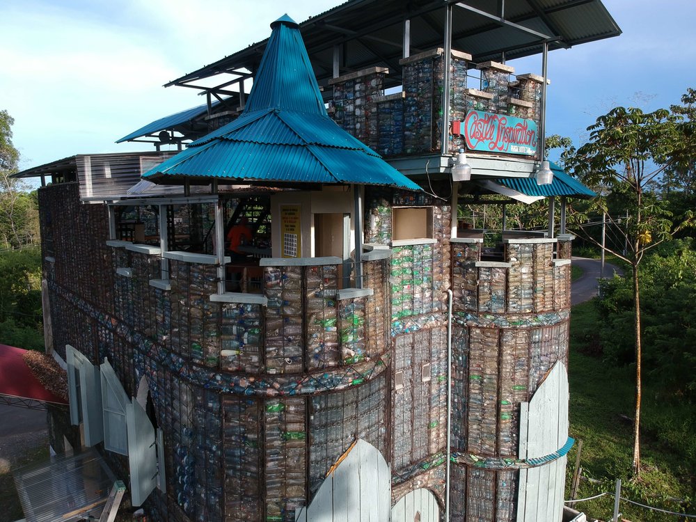 plastic bottle village