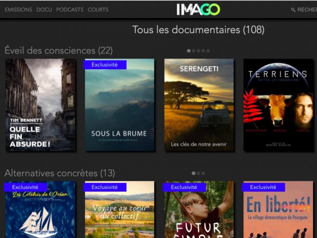 Imago.TV fait partie des plateformes de SVOD françaises engagées. // PHOTO : capture d'écran Imago.TV