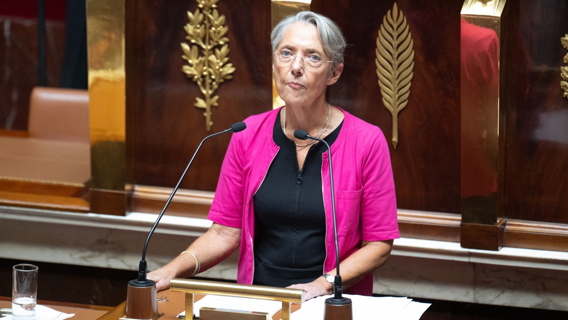 Élisabeth Borne a prononcé ce mercredi 6 juillet son discours de politique générale devant l'Assemblée nationale. // PHOTO Philip Rock / Anadolu Agency via AFP