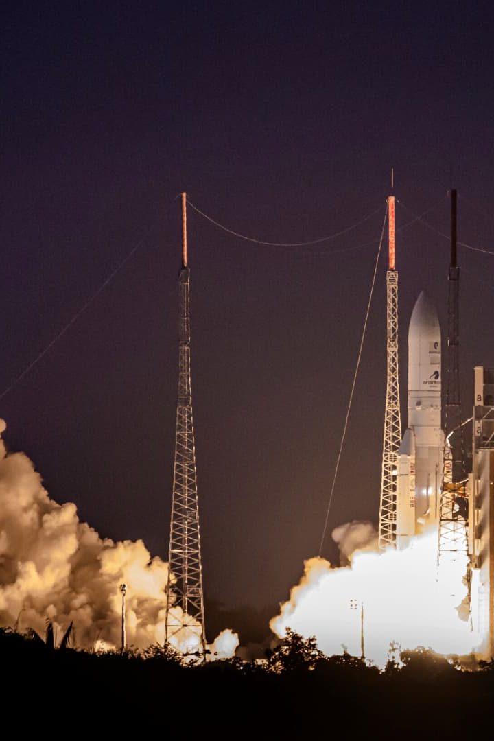 Le lancement de la fusée Ariane 5 le 7 septembre 2022 en Guinée. // PHOTO : Jody Amiet / AFP