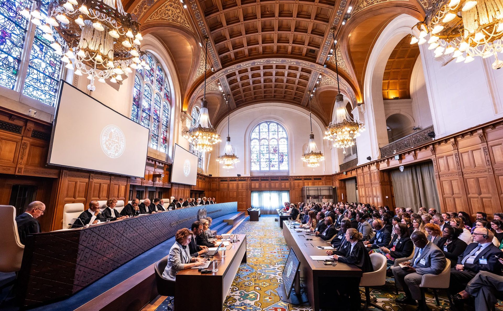 La Cour internationale de justice (CIJ) rend son avis consultatif sur les obligations des États en matière de changement climatique. //Photo : ICJ-CIJ/Frank van Beek